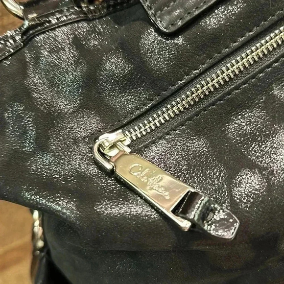 COLE HAAN SUPER SOFT SUEDE AND PATENT LEATHER SHOULDER BAG - Picture 6 of 14